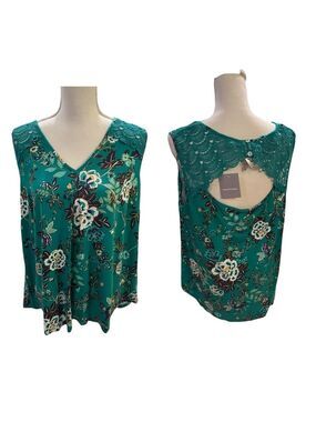 Daniel Rainn NWT Stitch Fix Green Floral Sleeveless Blouse Size 1X